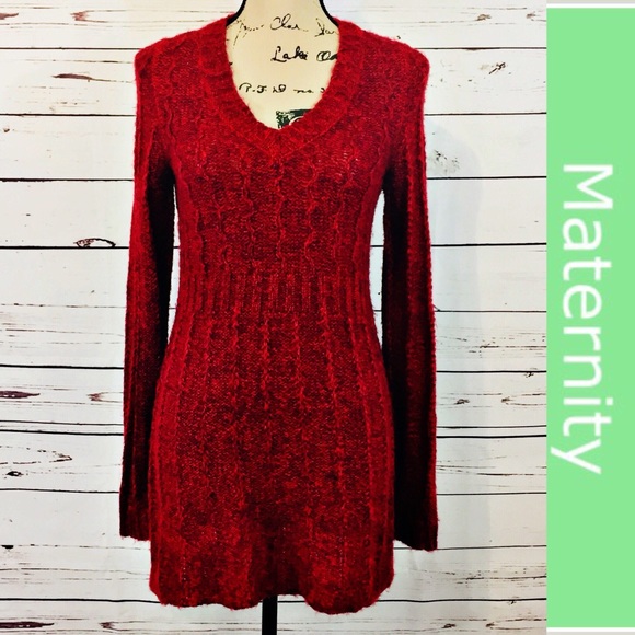 red maternity sweater dress
